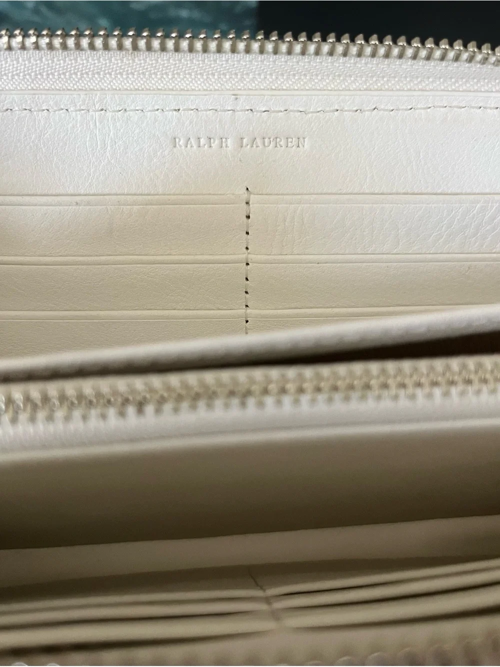 Ralph Lauren White Leather Women's Zip around wallet